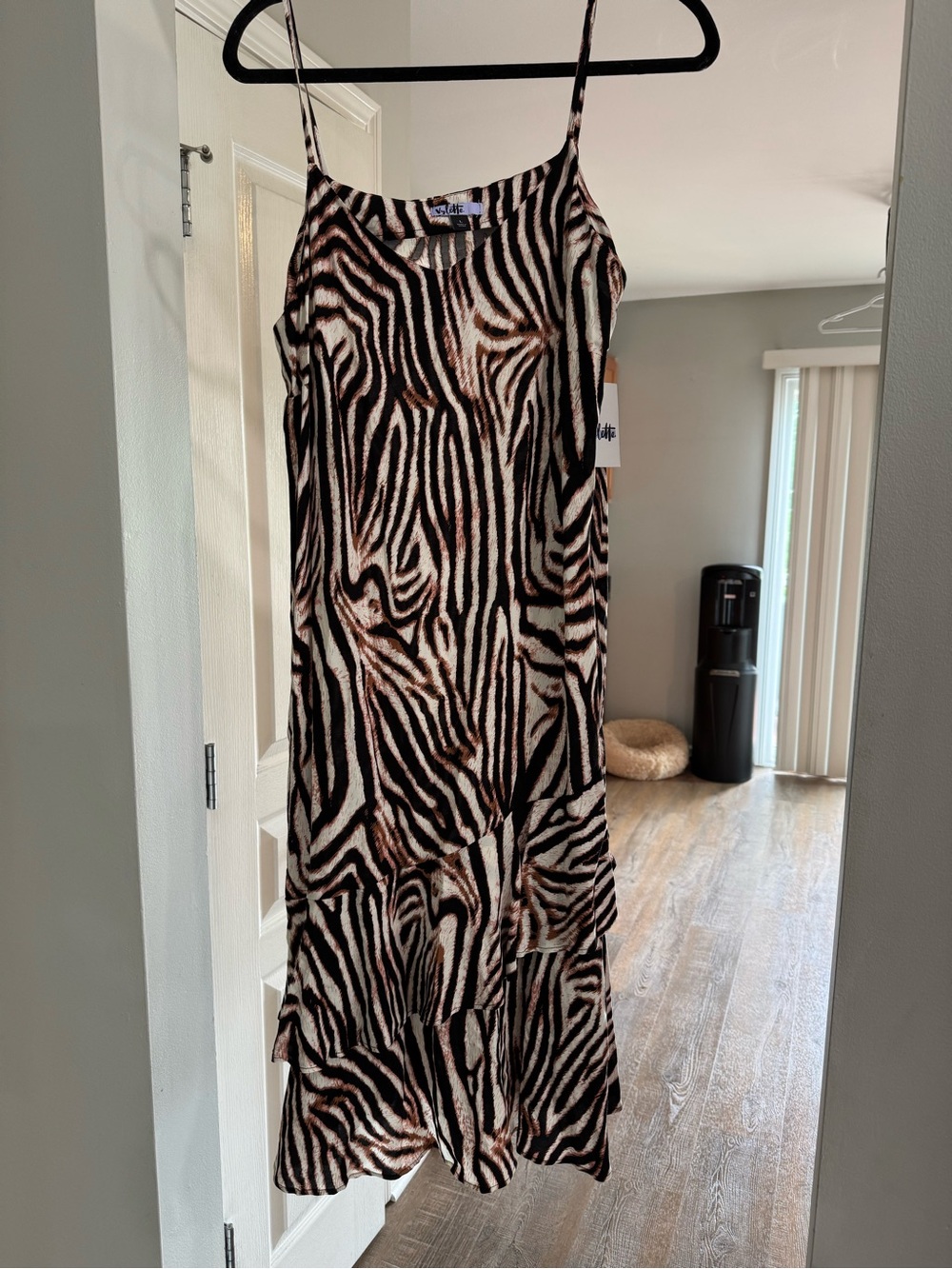 Zebra Print Maxi Slip dress - Brown/Black Animal Pattern
